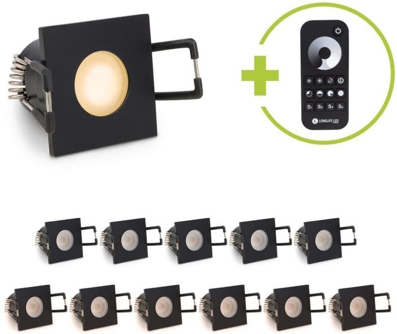 Einbaustrahler Mini Livorno eckig 3W 2700K IP65 - Farbe: schwarz matt - Anzahl: 12x