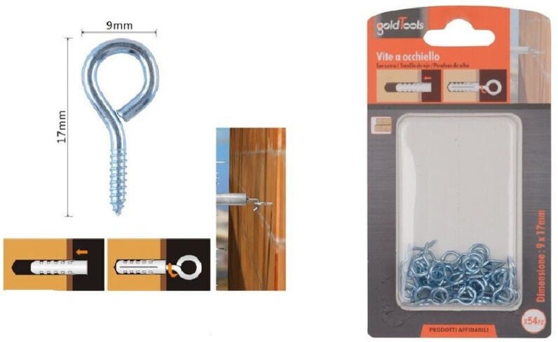 Trade Shop Traesio - Trade Shop - set 54PZ viti vite to cystem key 9X17 mm filetat für legno 90724 -