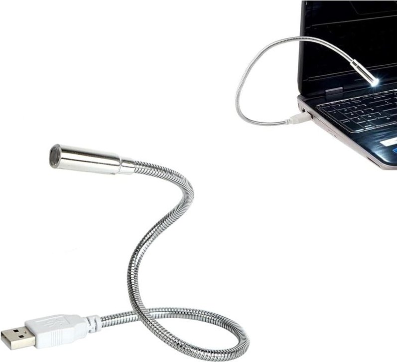 Flexible LED-Computerlampe, Mini-USB-Tastaturleuchte, flexible USB-Lampe, Laptoplampe, Innenbeleuchtung (Silber)