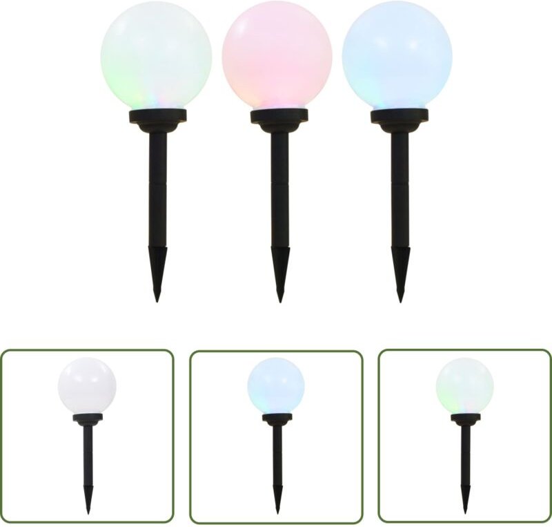 The Living Store Outdoor Solarleuchten 3 Stück led Kugelförmig 20 cm rgb - Outdoor Beleuchtung - Solarleuchte - Gartenbe...