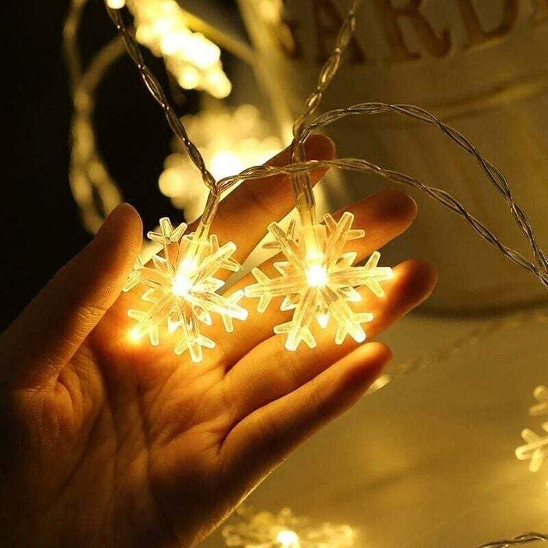 Weihnachtslichterkette, 3 m, 20 LED-Schneeflocken-Lichterkette, batteriebetriebene Weihnachtsdekorations-Lichterkette fü...