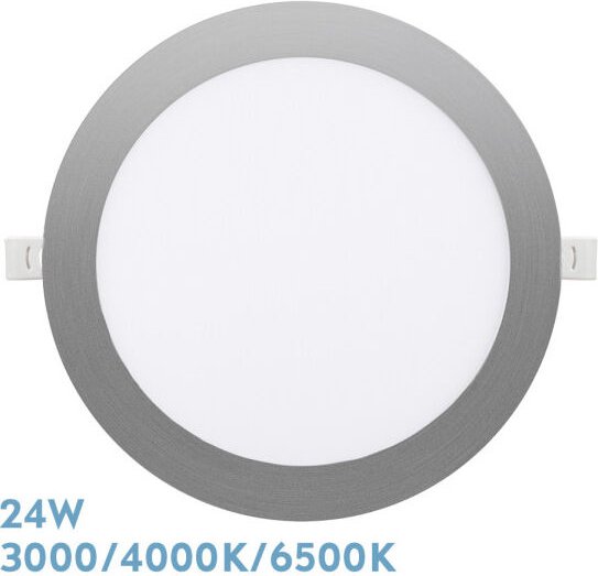 Fabrilamp - Downlight Einbauleuchte Silex 24w 3000-4000-6500k Nickel 2160lm Rund 22,5d Abgeschnitten 20d