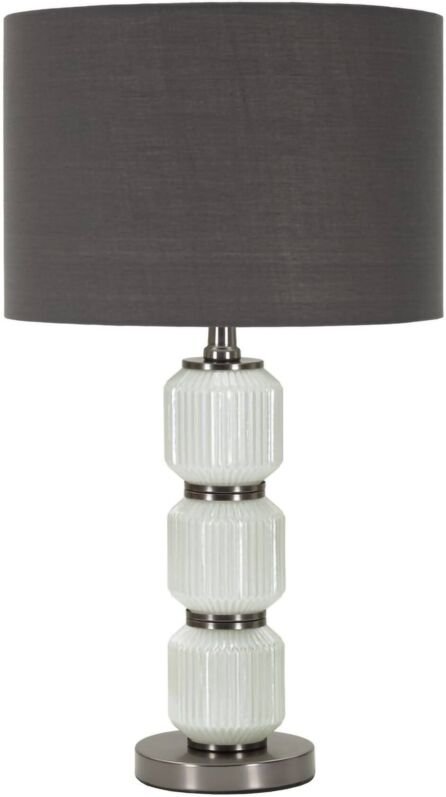 Tischlampe Bunajska, Schreibtischleuchte, Büroleuchte, Arbeitslampe, 33x33 h57 cm, Weiß und Grau - Dmora