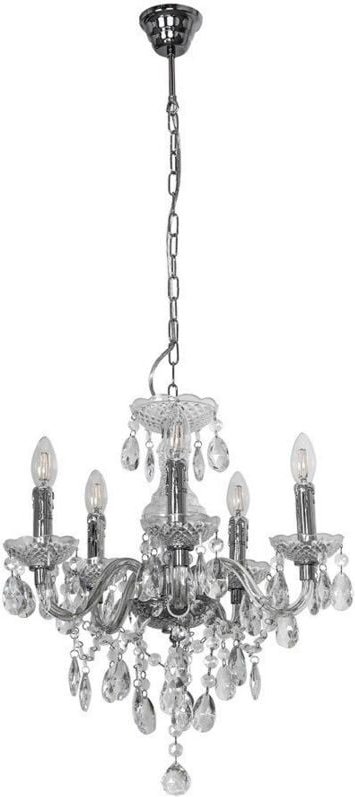 Italux - Whiz - Klassische Kronleuchter Chrome 5 Light mit klarem Farbton, E14