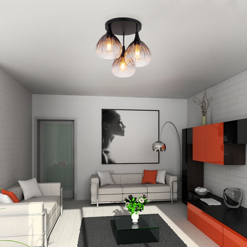 Globo - Deckenlampe Deckenleuchte Flurlampe Rauchglas Wohnzimmerlampe 3 flammig d 44 cm