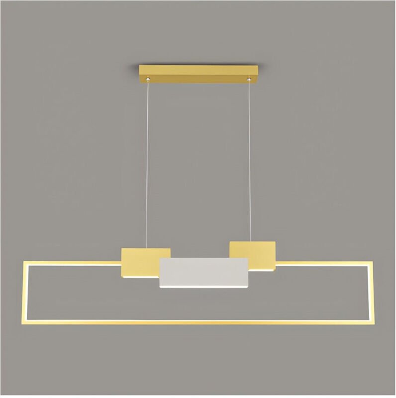 Thumbnail - Trade Shop - 36W RECHTECKIGE LED-PENDELLEUCHTE MIT FERNBEDIENUNG MODERNES DESIGN GOLD 71592 -