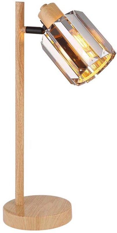 Tischlampe Tischleuchte Nachttischleuchte K5 Kristalle Holzoptik rauch h 40 cm