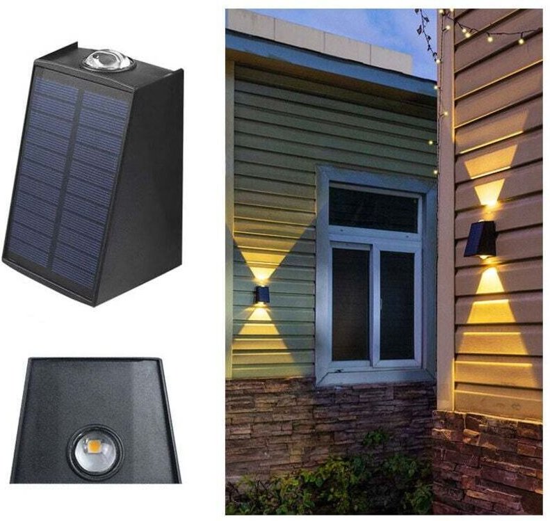 Ulisem Solar-Wandleuchte für den Außenbereich, auf und ab, Solar-Wegeleuchte, Außenbeleuchtung für Garage, Haustür, Flur...