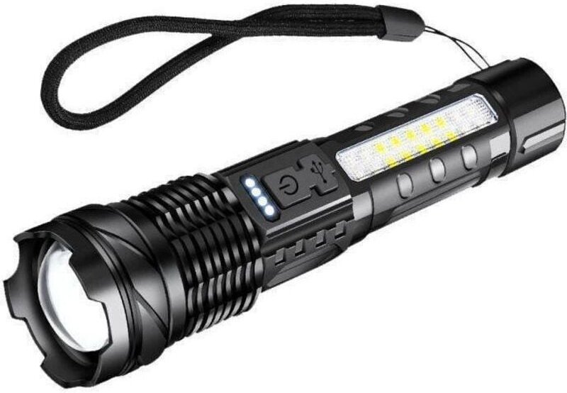 Ymyny - Wiederaufladbare LED-Taschenlampe, ultrahelle zoombare taktische Taschenlampe mit 7 Beleuchtungsmodi, IPX6 wasse...