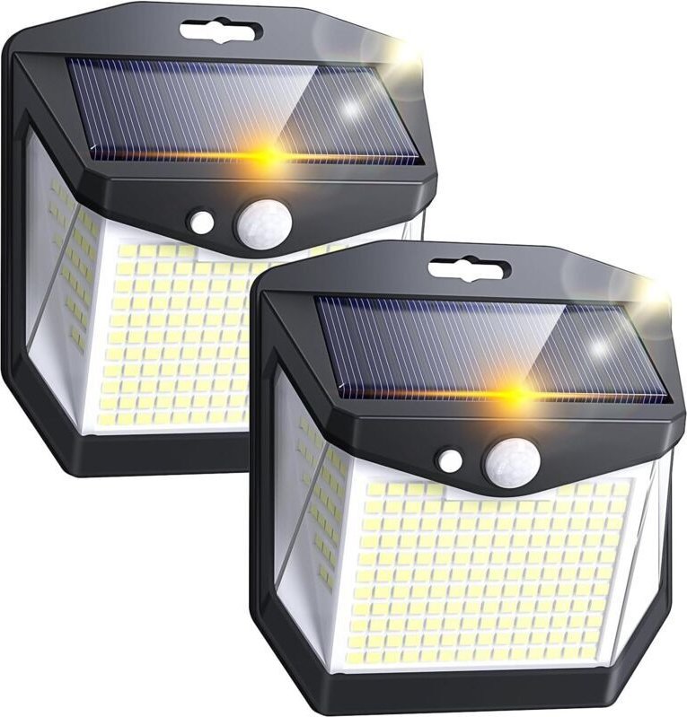 Set mit 2 Solar-Außenstrahlern mit 248 LEDs, Bewegungsmelder, 3 Beleuchtungsmodi und 270° Abstrahlwinkel für Garten, Ter...