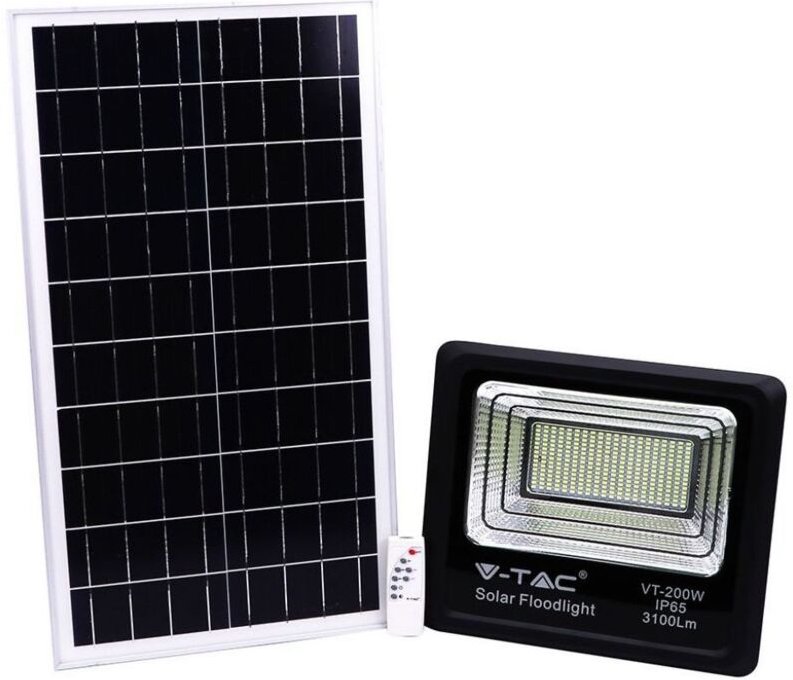 Vtac - v-tac Solar LED-Fluter VT-200W, 40 w, 6000 k, mit Panel + Fernbedienung