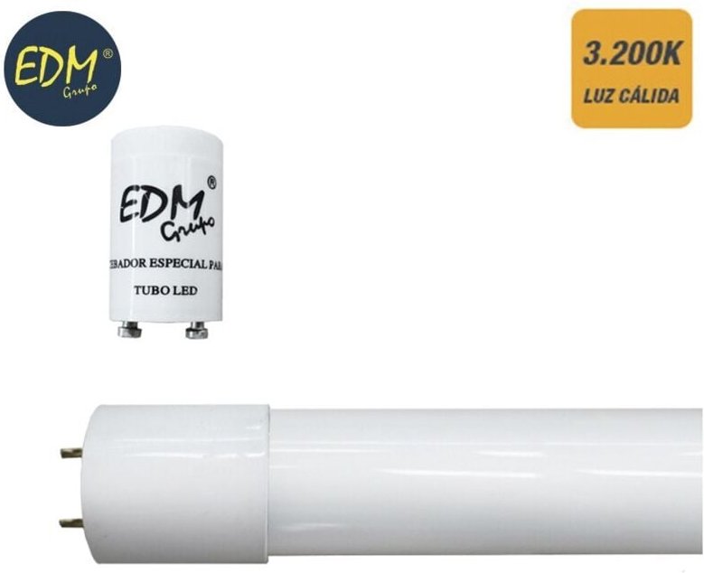 EDM - T8 LED-Röhre 18 w, 1900 lm, 3000 k warmes Licht, entspricht 36 w, ø2,6 x 120 cm