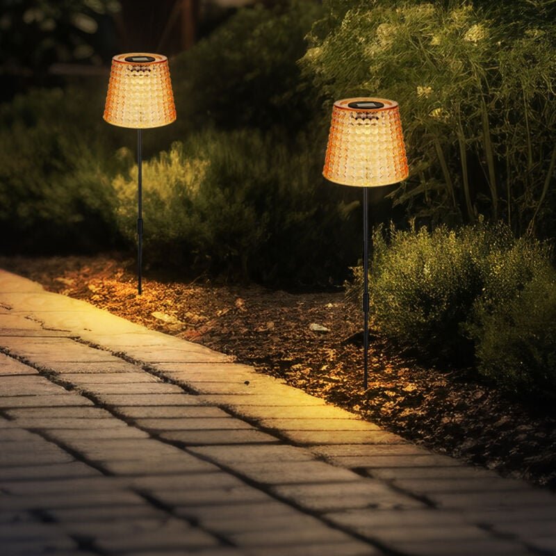 Led Solarlampe Gartendeko Außenlampe Kristallleuchte, amber schwarz Kunststoff, Akku IP44 Erdspieß, 3000K warmweiß, 2er ...