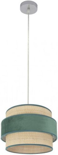 Senko - Reyes Pendelleuchte 1xe27 chrom/natur-grün regx30x30 cm