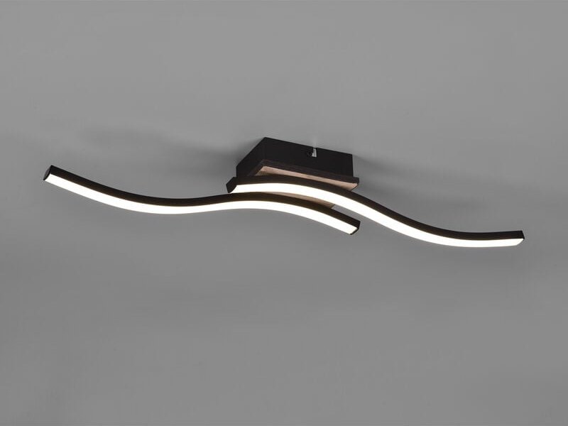 Reality Leuchten - led Deckenleuchte route flach Schwarz 2 flammig Warmweiß, Breite 56cm