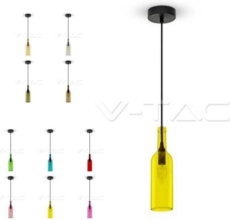 Trade Shop - v-tac LED-Beleuchtung Kronleuchter Flasche Lampenfassung Anhänger E14 bunt - Grün