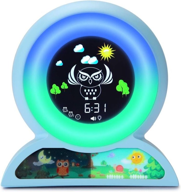 BEBUSINGOTO Pädagogischer Wecker für Kinder, Eulenlicht, Nachtlicht, Helligkeit 5 Farben, einstellbare Wecker für Jungen...