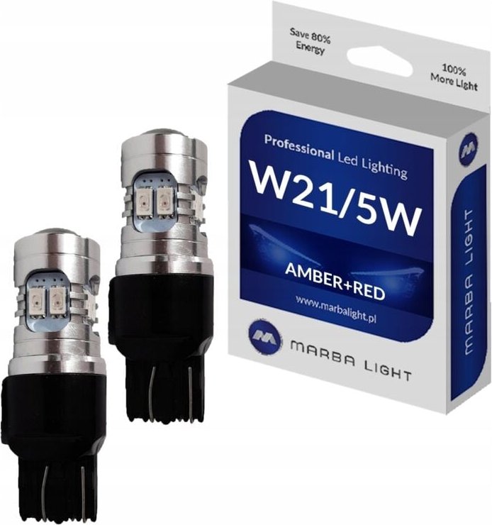 Glühbirnen W21/5W 7443 LED ROT ORANGE USA
