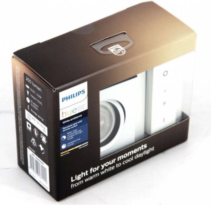 Philips Hue White Ambiance Milliskin Einbauspot eckig mit Dimmschalter weiss"-"161698782