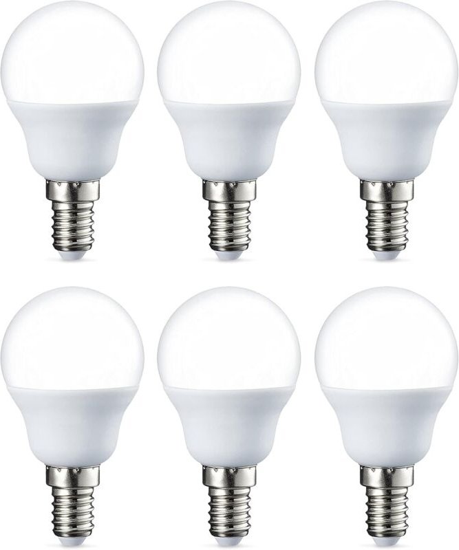 Packung mit 6 kleinen runden LED-Lampen, G45 Edison-Schraubsockel E14, 5 W (entspricht 40 W), warmweiß, nicht dimmbar [E...