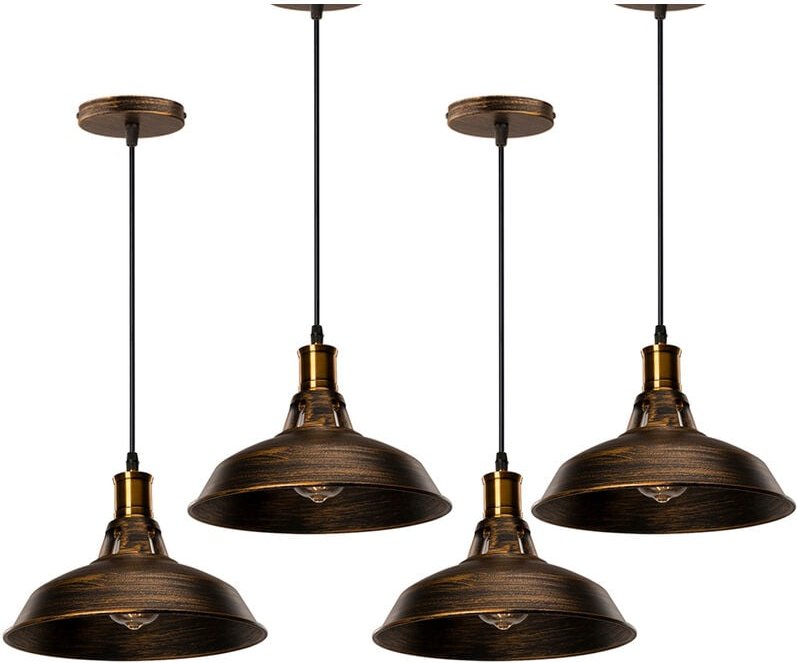Pendelleuchte Lampenschirm Retro Hängelampe aus Metall Edisen E27 Lampe für Loft Esszimmer Wohnzimmer Flur Messing 4PCS