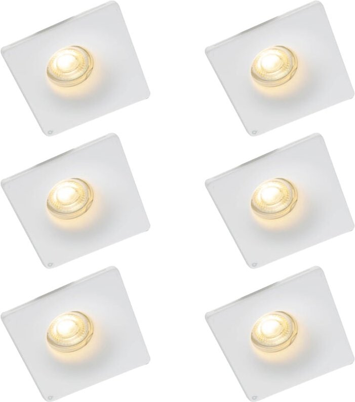 Set mit 6 Einbauspots weiß 12 cm rund - Gypsy Stucco