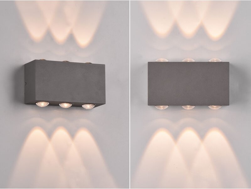 Meinewunschleuchte - led Außenwandleuchte 2er set Anthrazit mit Up and Down Light, Breite 14cm