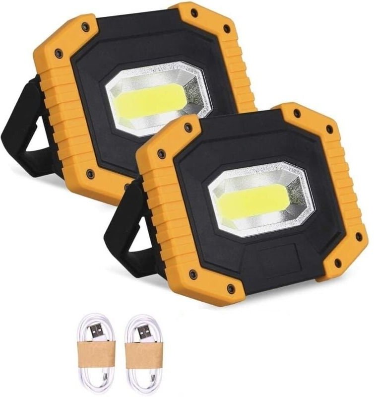 30W 2000LM Wiederaufladbarer LED-Flutlichtstrahler, Baustellenleuchte, 3 Modi, Tragbare USB-LED-Laterne für Camping, Bau...
