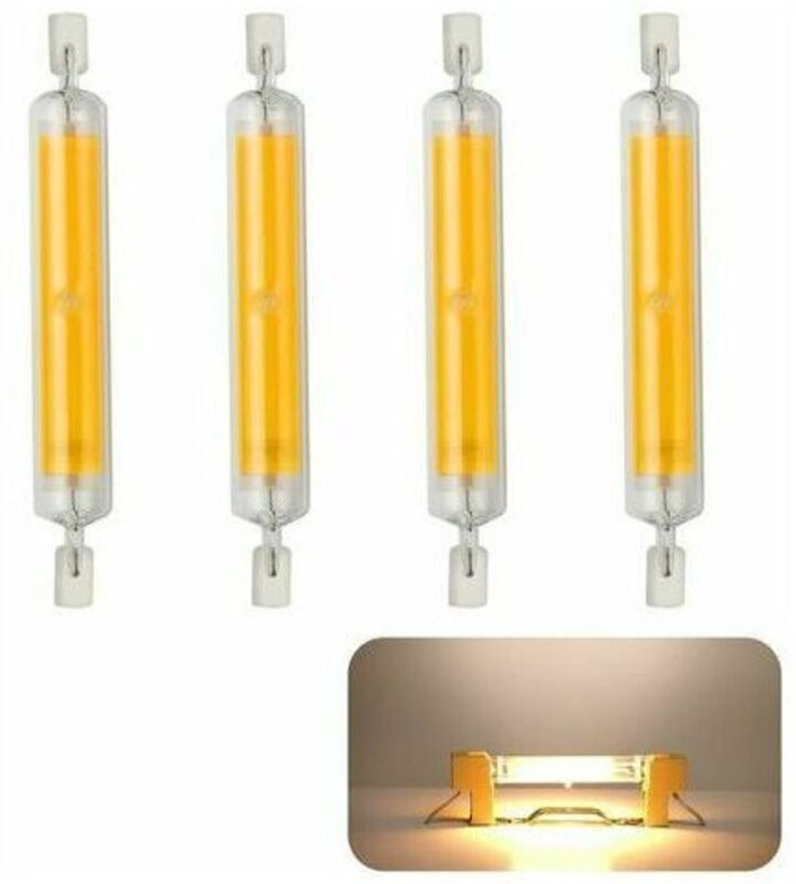 4er-Pack R7s LED-Leuchtmittel, 118 mm, 20 W, 230 V, dimmbar, COB-LED-Textilstrahler, warmweiß (3000 K), 1600 lm, 360° Ab...