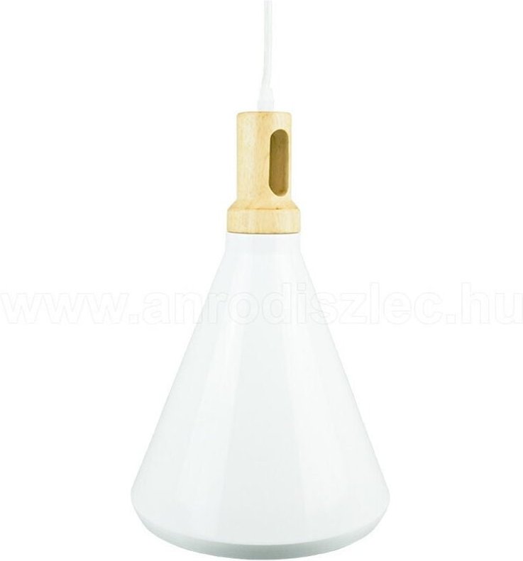 Trade Shop Traesio - Trade Shop - pendent lampada lampadarien in parabola bianca base in legno VT-7525 -