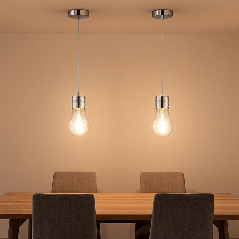 Pendelleuchte Glühbirne Vintage Lampe Wohnzimmer Hängeleuchte Deko Glühbirne E14, Drahtgeflecht, Metall chrom, E14 Fassu...