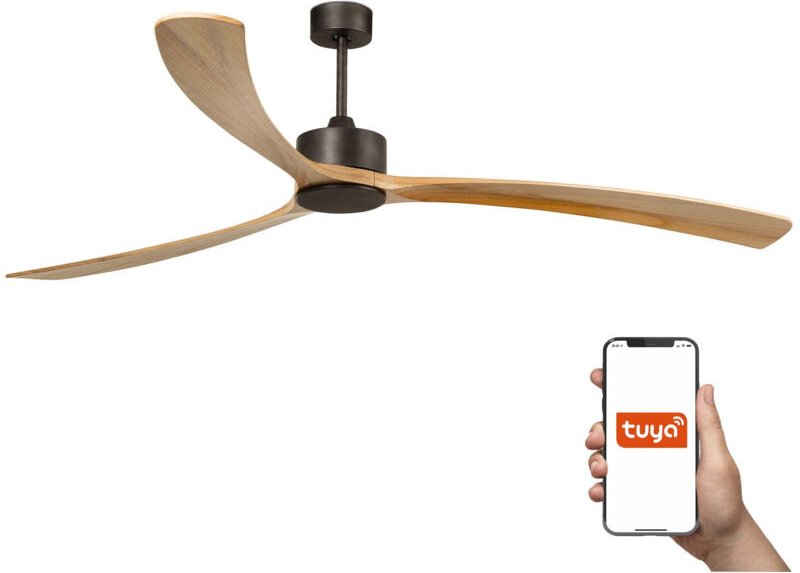 Faro Kauai XXL Deckenventilator Dunkelbraun, Kiefer Tuya Smart System