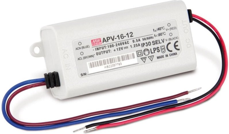 MEAN WELL Schaltnetzteil APV-16-12, 12 V-/1,25 A