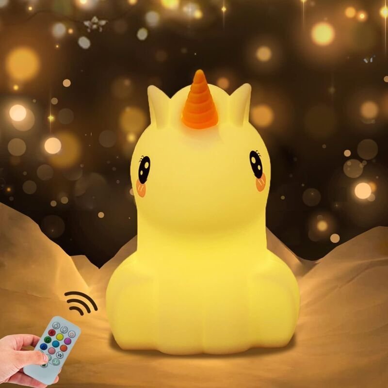 Lampe Veilleuse Licorne Enfant Bébé Portable Rechargeable Changement Couleur Dimmable Minuterie Contrôle Toucher