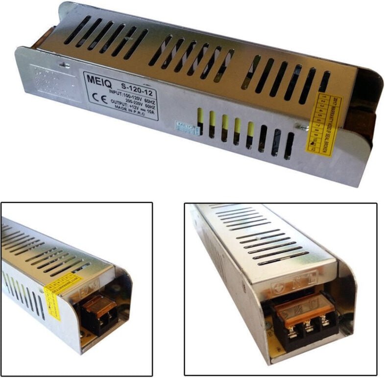 Trade Shop Traesio - Trade Shop - trasformatore alimentatore stabilizzato slim 220V-12V 10A 120W trimmer 10A 12V -