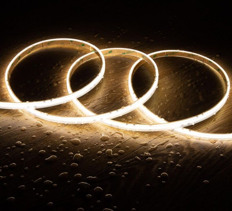 LED-Streifen Dimmbar 220V cob Ohne Gleichrichter Silicone flex 560 LED/m 1250 lm/m IP65 Breite 10mm Schnitt alle 10 cm N...