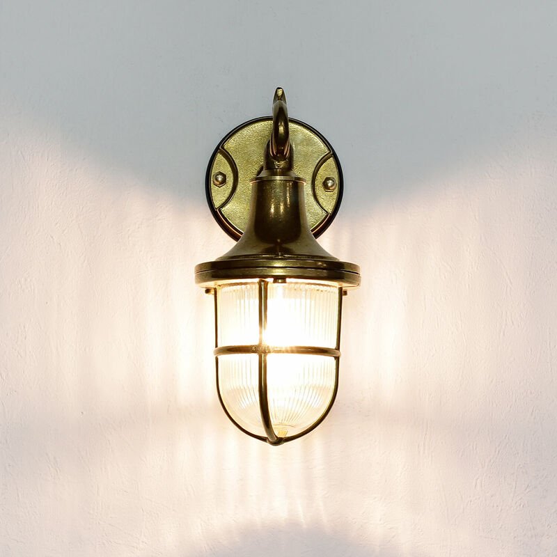 Messinglampe Wandleuchte santorin für Außen Haus Hof