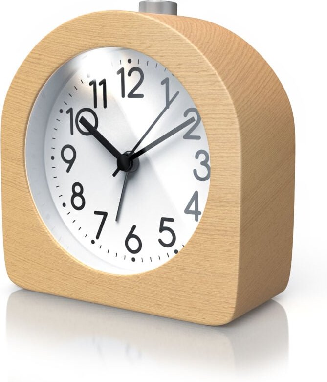 Bearware - Wecker analog ohne Ticken - halbrund - Holz hell - Retro Design - beleuchtetes Ziffernblatt mit Licht - lautl...