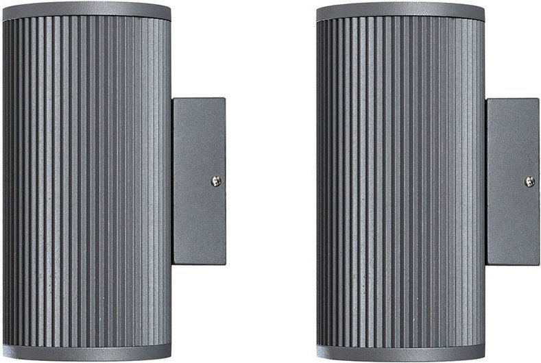 Konstsmide - 2er set Außenwandlampen Up & Downlight Aluminium Grau, h 20,5cm