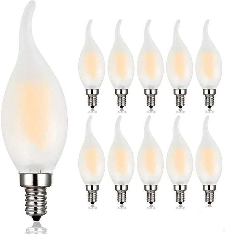 E14 Dimmbare LED-Filamentlampe, 10er-Pack, 4 Watt Leistungsaufnahme (entspricht 40 W Glühlampe), 2700 K Weiß