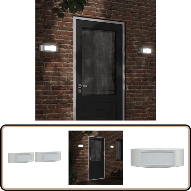 Außenwandleuchten 2 Stk. Silbern Edelstahl - Gartenbeleuchtung - led Wandleuchte - Außeleuchte - Edelstahl Lampe - Wette...