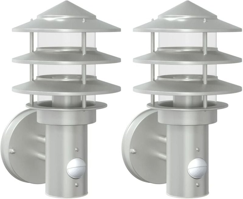Vidaxl - Außenwandleuchten mit Bewegungsmelder 2 Stk. Silbern Edelstahl