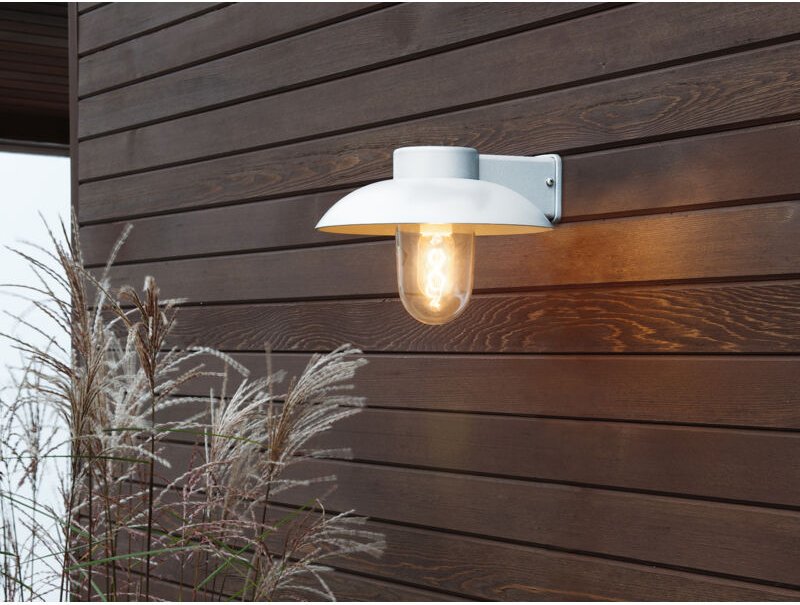 Außenwandleuchte mani aus Aluminium Weiß & Klarglas, Höhe 21cm