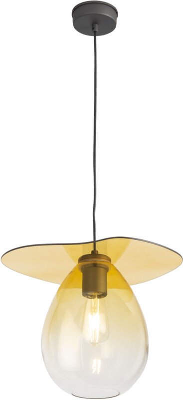 Deckenleuchte 34X33X31 Schwarzes Metall/Bernsteinglas