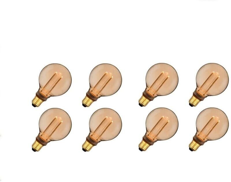 8x led Deko Glühbirne Vintage Style Retro Industrial Antik Edison E27 G95 4W 200lm 1800K (sehr warmweiß) 320° 230V, kein...