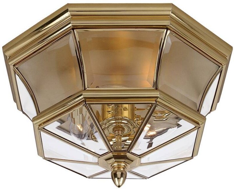 Newbury - 3 Licht Unterputz-Deckenleuchte aus poliertem Messing IP44, E14 - Elstead