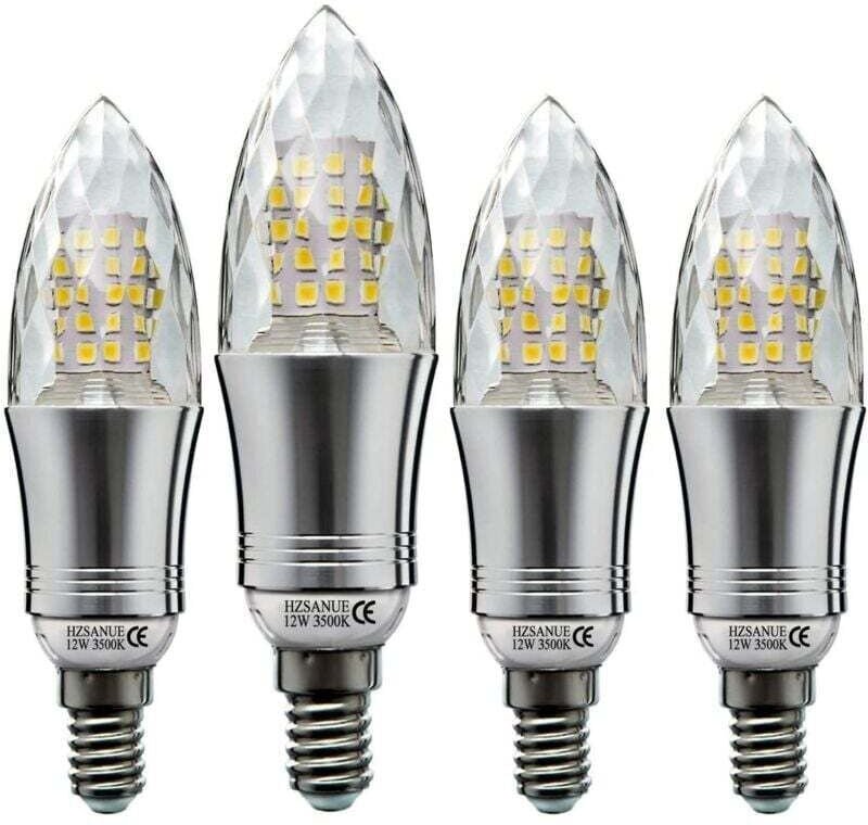 Vtizikl Lot de 4 ampoules LED E14 12W, équivalent à 100W incandescent, lumière blanc chaud, petit culot à vis Edison