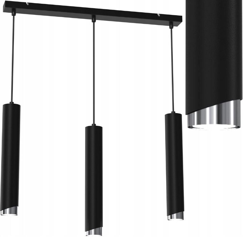 Hängelampen-Röhrenstreifen 3x Gu10 schwarz verchromt BEVEL