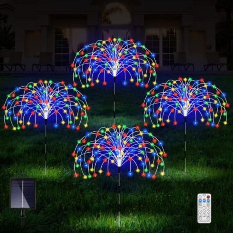 LED Solar Feuerwerk Festival Außenbereich Garten Rasen Dekoration Lichter-1 ziehen 3-360LED (mit 17-Tasten-Fernbedienung...