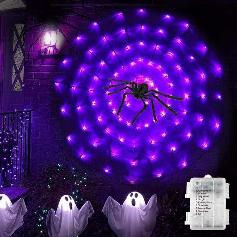 Halloween-Lichterkette mit Spinnennetz-Motiv, 80 LEDs, 1,2 m lang, für den Außenbereich, z. B. für Geisterhaus-Partys, H...